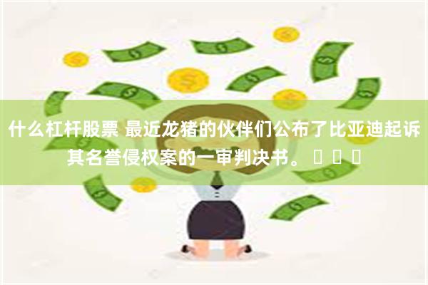 什么杠杆股票 最近龙猪的伙伴们公布了比亚迪起诉其名誉侵权案的一审判决书。 ​​​